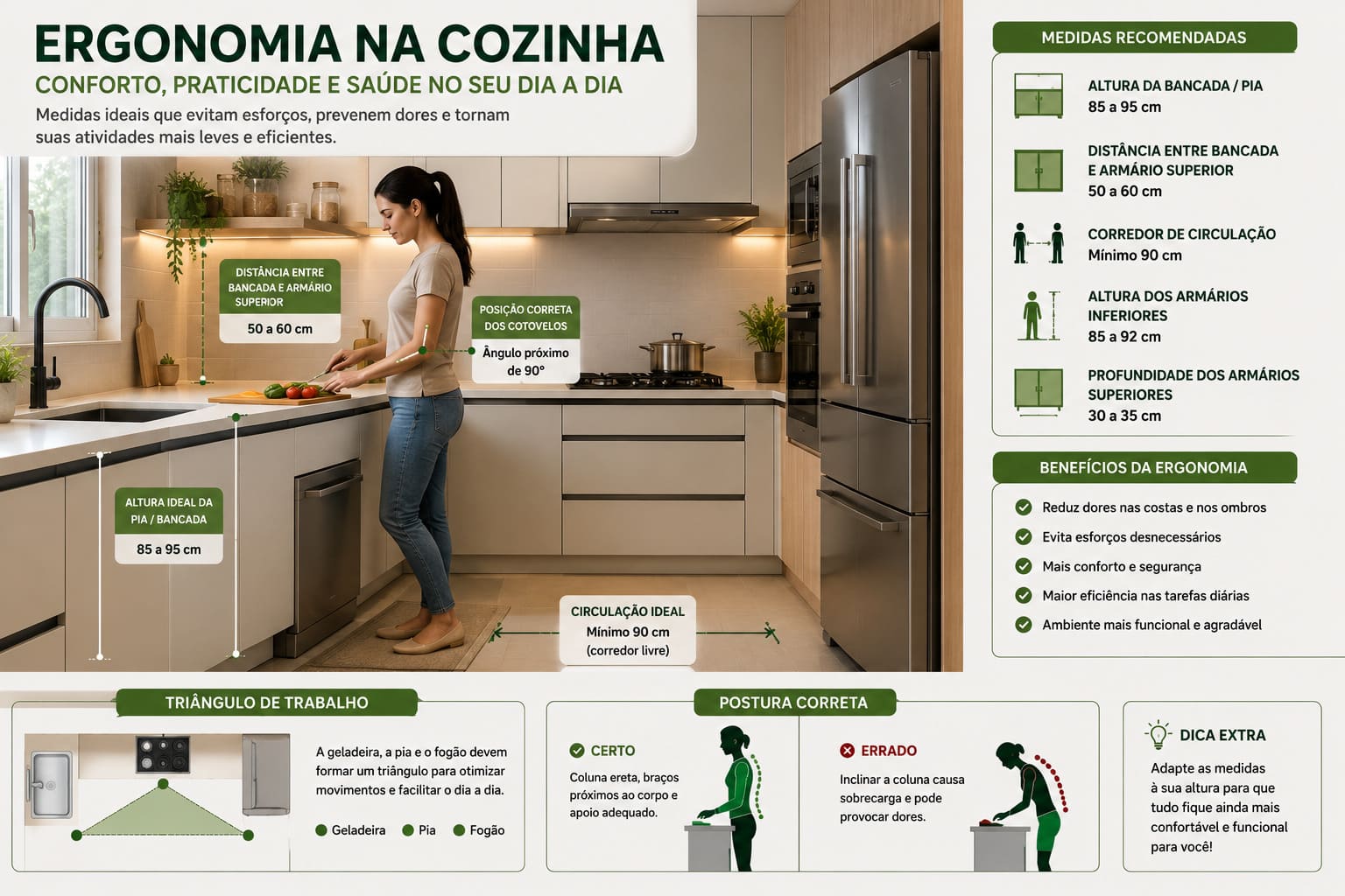 Bancada de cozinha com móveis planejados para facilitar as atividades do dia a dia