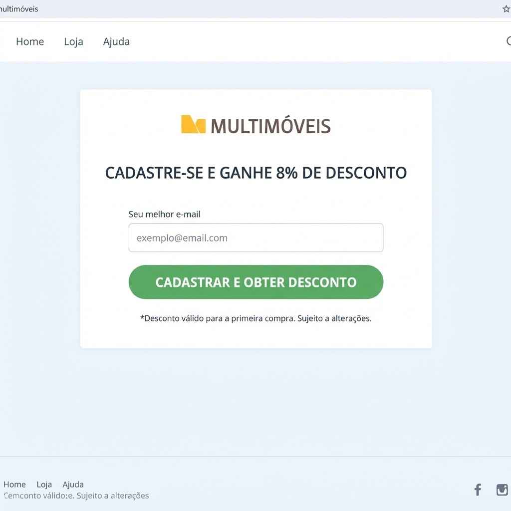 Print da tela de cadastro da Multimóveis destacando o campo de e-mail e o desconto de 8%