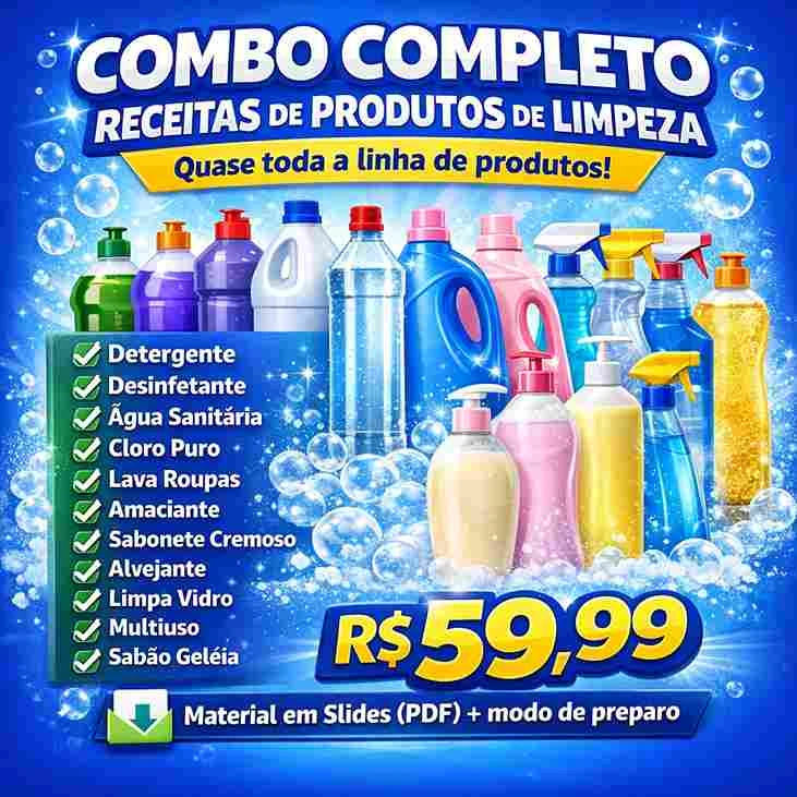 Combo Completo Receitas de Produtos de Limpeza